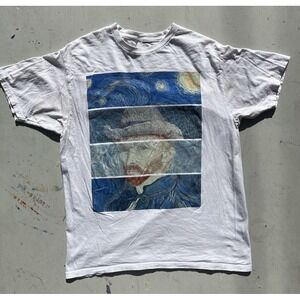 Men's Vincent‎ Van Gogh T-Shirt White Art L Impressionist Portrait Ear Dutch